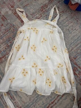 Altar'd State White Sundress with Yellow Floral Embroidery